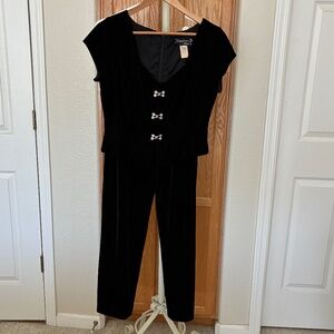 Vintage Velvet Rhinestone Cocktail Pantsuit 8